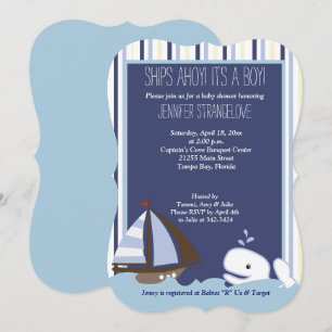 Ahoy Mate Whale Sailboat Baby shower die doorgesne Kaart