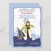 Ahoy Mate Whale, Sailboat & Monkey Invitation 5x7 (Devant / Derrière)