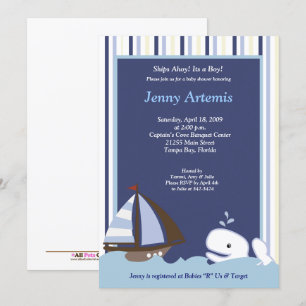 Ahoy Mate Whale Sailboot Boy Nautical Baby shower Kaart