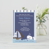 Ahoy Mate White Whale 4x6 Baby shower Invitation (Debout devant)