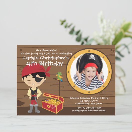 Ahoy Mates Photo Invitations au Pirate Birthday Pa (Debout devant)