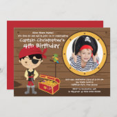 Ahoy Mates Photo Invitations au Pirate Birthday Pa (Devant / Derrière)