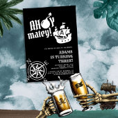 Ahoy Matey! Black Pirate Ship Compass Verjaardag Kaart