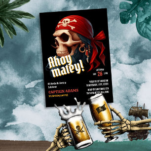 Ahoy Matey! Dark Skull Pirate Verjaardag Kaart