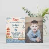 Ahoy Matey Nautical Birthday Invitation (Debout devant)