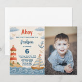 Ahoy Matey Nautical Birthday Invitation (Devant / Derrière)