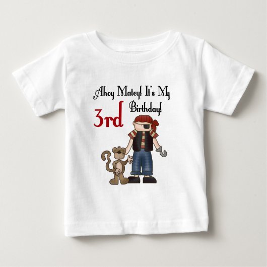 Ahoy Matey Pirate 3e Verjaardag Tshirts en geschen (Voorkant)