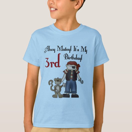 Ahoy Matey Pirate 3e Verjaardag Tshirts en geschen (Voorkant)