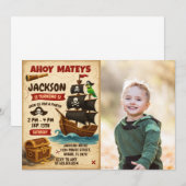 Ahoy Matey Pirate Anniversaire Fête Invitation (Devant / Derrière)
