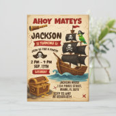 Ahoy Matey Pirate Anniversaire Fête Invitation (Debout devant)