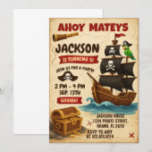 Ahoy Matey Pirate Anniversaire Fête Invitation (Devant / Derrière)