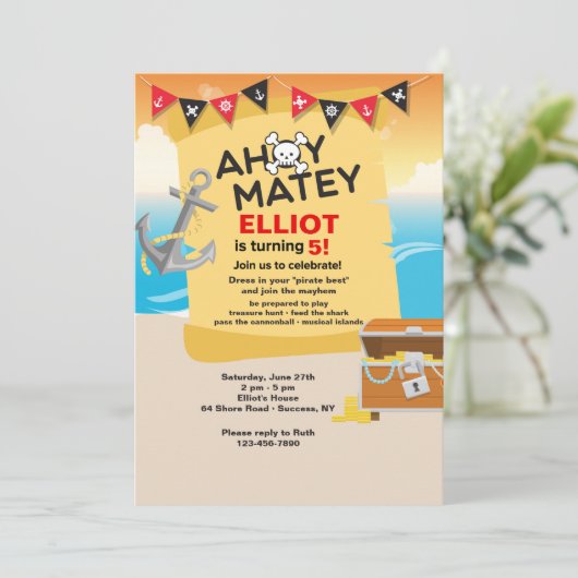 Ahoy Matey Pirate Invitation (Debout devant)