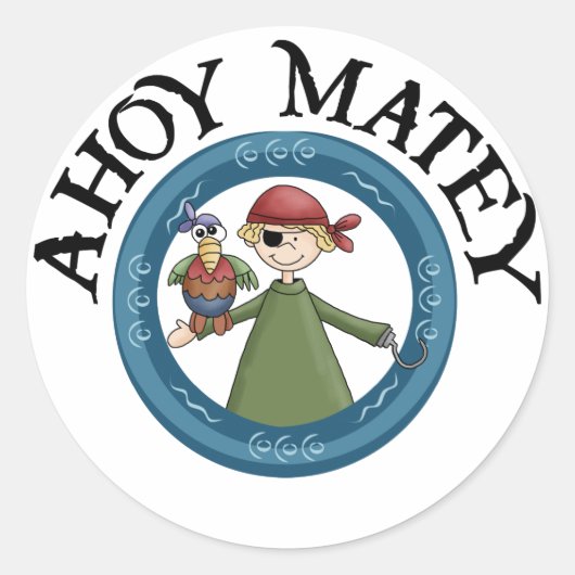 Ahoy Matey Pirate met Parrot Stickers (Voorkant)