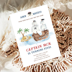 Ahoy Matey! Piratenschip Treasure Boy Verjaardag Kaart