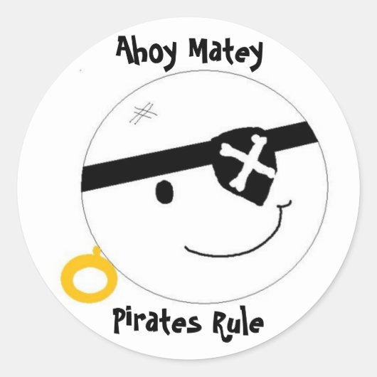 Ahoy Matey Pirates Rule Ronde Sticker (Voorkant)