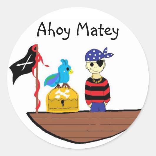 Ahoy Matey Ronde Sticker (Voorkant)
