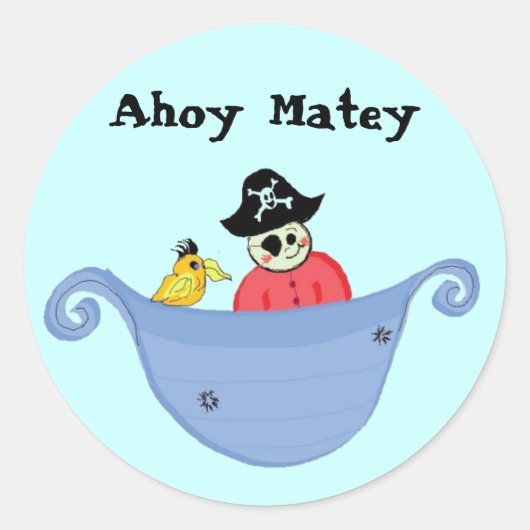 Ahoy Matey Ronde Sticker (Voorkant)