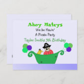 Ahoy Mateys Pirate Party Kaart (Voorkant / Achterkant)
