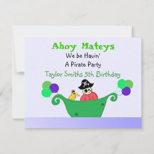Ahoy Mateys Pirate Party Kaart