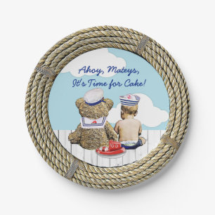 Ahoy, Matyes, Boy's Baby shower Nautical Papieren Bordje