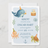 Ahoy Nautical 2e Invitation anniversaire | Aquarel (Devant)