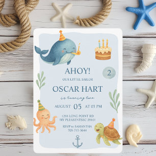 Ahoy Nautical 2e Invitation anniversaire   Aquarel