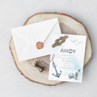 Ahoy. Nautical Baby shower Invitation Kaart