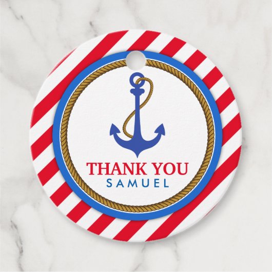 AHOY! Nautical Birthday Baby shower Bedankjes Labels (Voorkant)