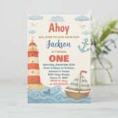 Ahoy ! Nautical Birthday Party Invitation (Debout devant)