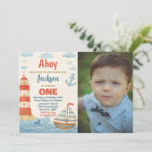 Ahoy ! Nautical Birthday Party Invitation (Debout devant)