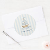 Ahoy Nautical Birthday Sticker | Zeilboot & pastel (Envelop)