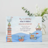 Ahoy Nautical kinder waterverf Kaart (Staand voorkant)