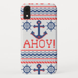 AHOY Nautical Knitting kerstjumperstijl iPhone XR Hoesje