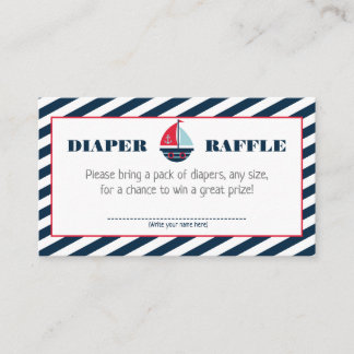 Ahoy Nautical Navy Blue Stripe Boy Diaper Raffle Informatiekaartje