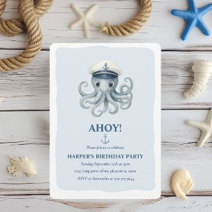 Ahoy Nautical Octopus Verjaardag oceaanmatroos Kaart
