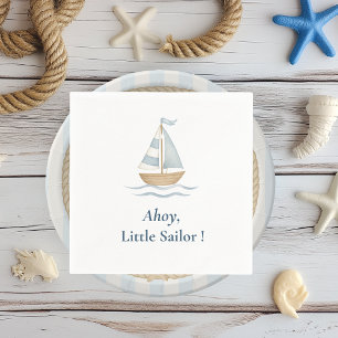 Ahoy Nautical Party pastelblauwe zeilboot Servet