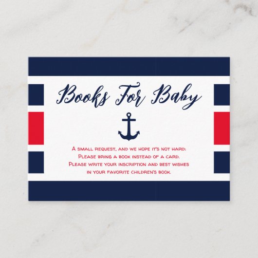 Ahoy! Nautisch Baby shower boeken voor Baby Informatiekaartje (Voorkant)