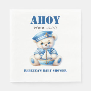 Ahoy Nautisch Blauw Zeiler Beer Jongen Baby shower Servet