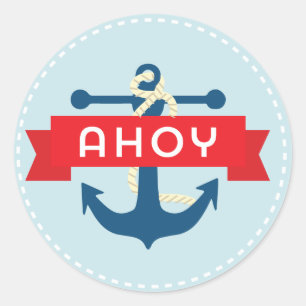 Ahoy. Nautische ankerstickers Ronde Sticker