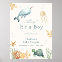 Ahoy onder het Zee Whale Boy Baby shower Welkom
