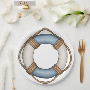 Ahoy. Papieren Borden voor autisch Baby shower Bordje
