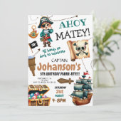 Ahoy Pirate Boy Anniversaire Fête Invitation (Debout devant)