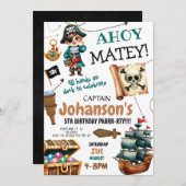 Ahoy Pirate Boy Anniversaire Fête Invitation (Devant / Derrière)