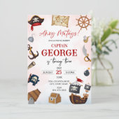 Ahoy pirate Boy birthday Invitation (Debout devant)
