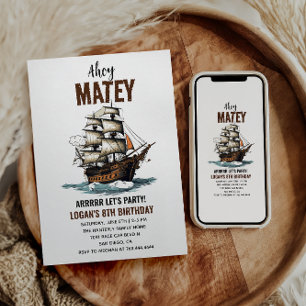 Ahoy! Piratenschip achtste verjaardag Kaart