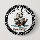 Ahoy! Piratenschip achtste verjaardag Ronde Button 7,6 Cm (Voorkant)
