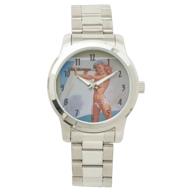 Ahoy Retro  Pinups Horloge (Voorkant)