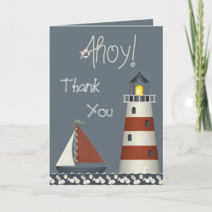Ahoy Sail Boat & Lighthouse bedankkaart