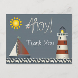 Ahoy Sail Boat & Lighthouse Dank u Briefkaart