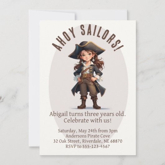 Ahoy Sailors ! Invitation d'anniversaire de la fil (Devant)